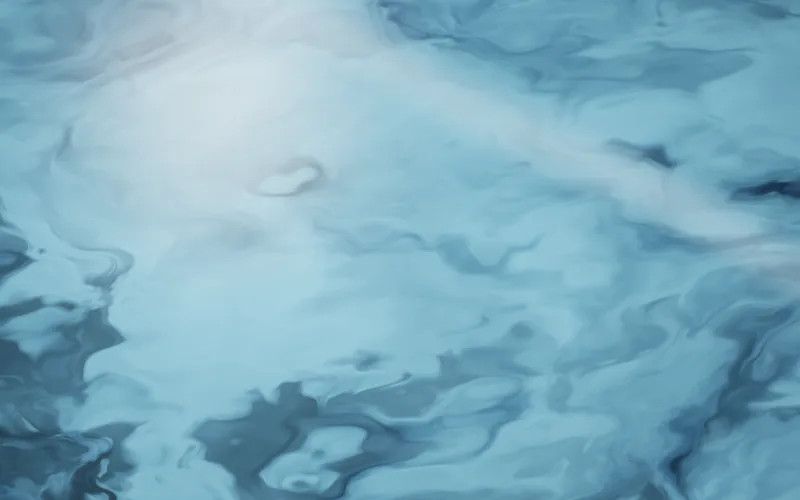 Rendered multi-color epoxy floor marbled in light blue, deep blue and charcoal