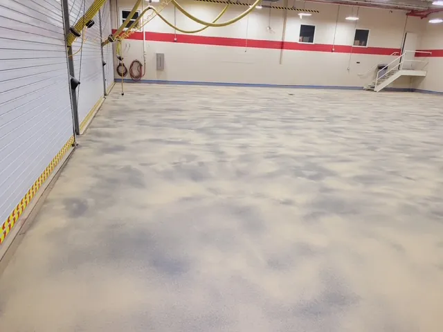 Firehouse bay floor part way through the installation